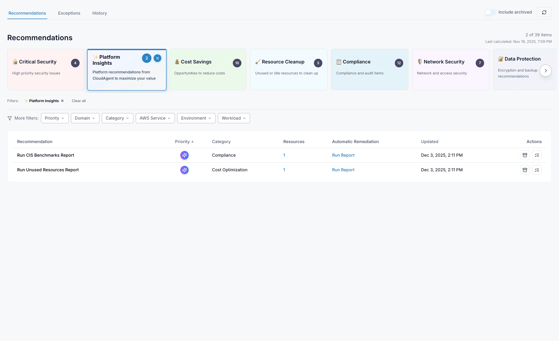 Platform Insights Recommendation