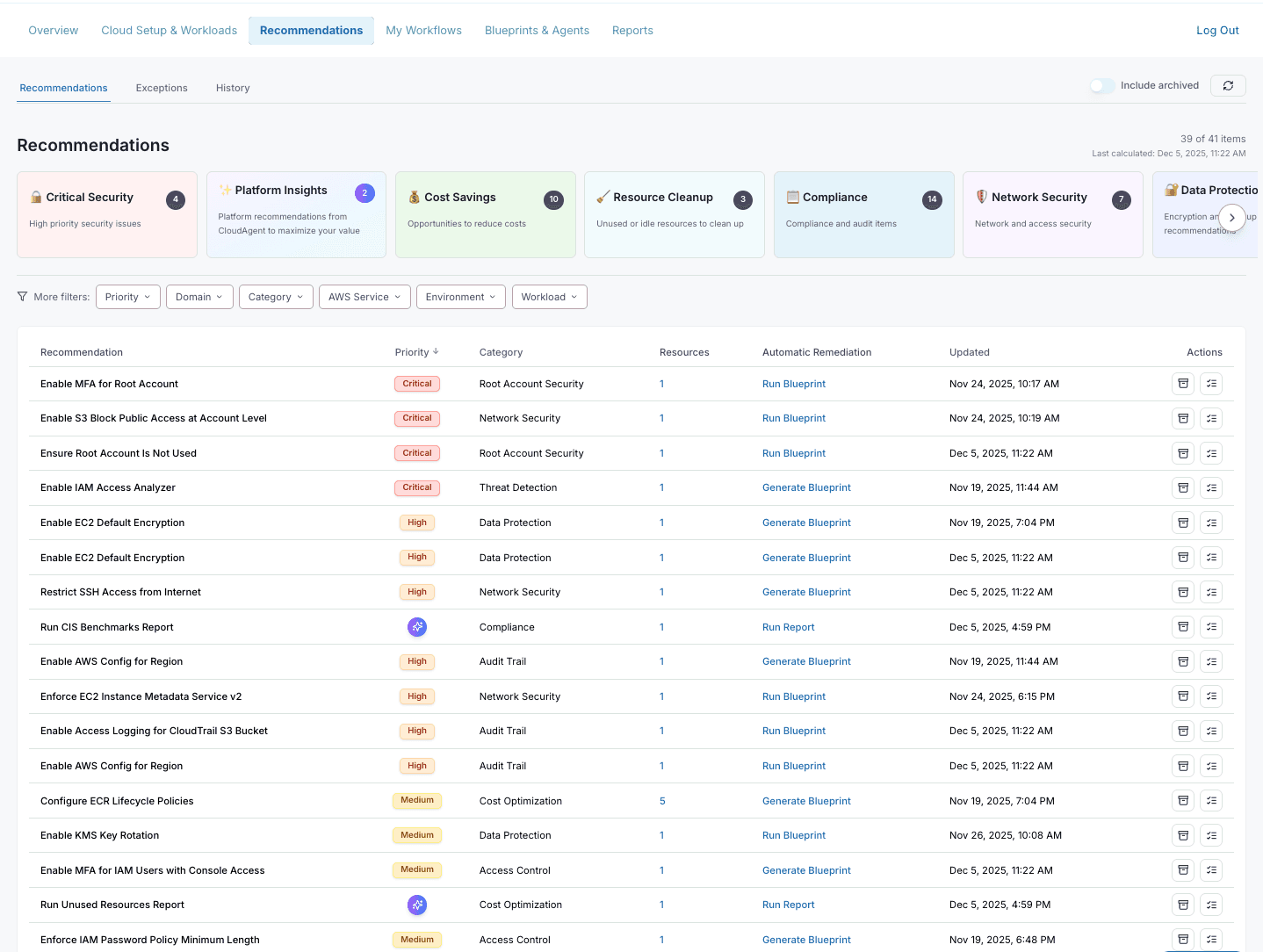 Recommendations Page