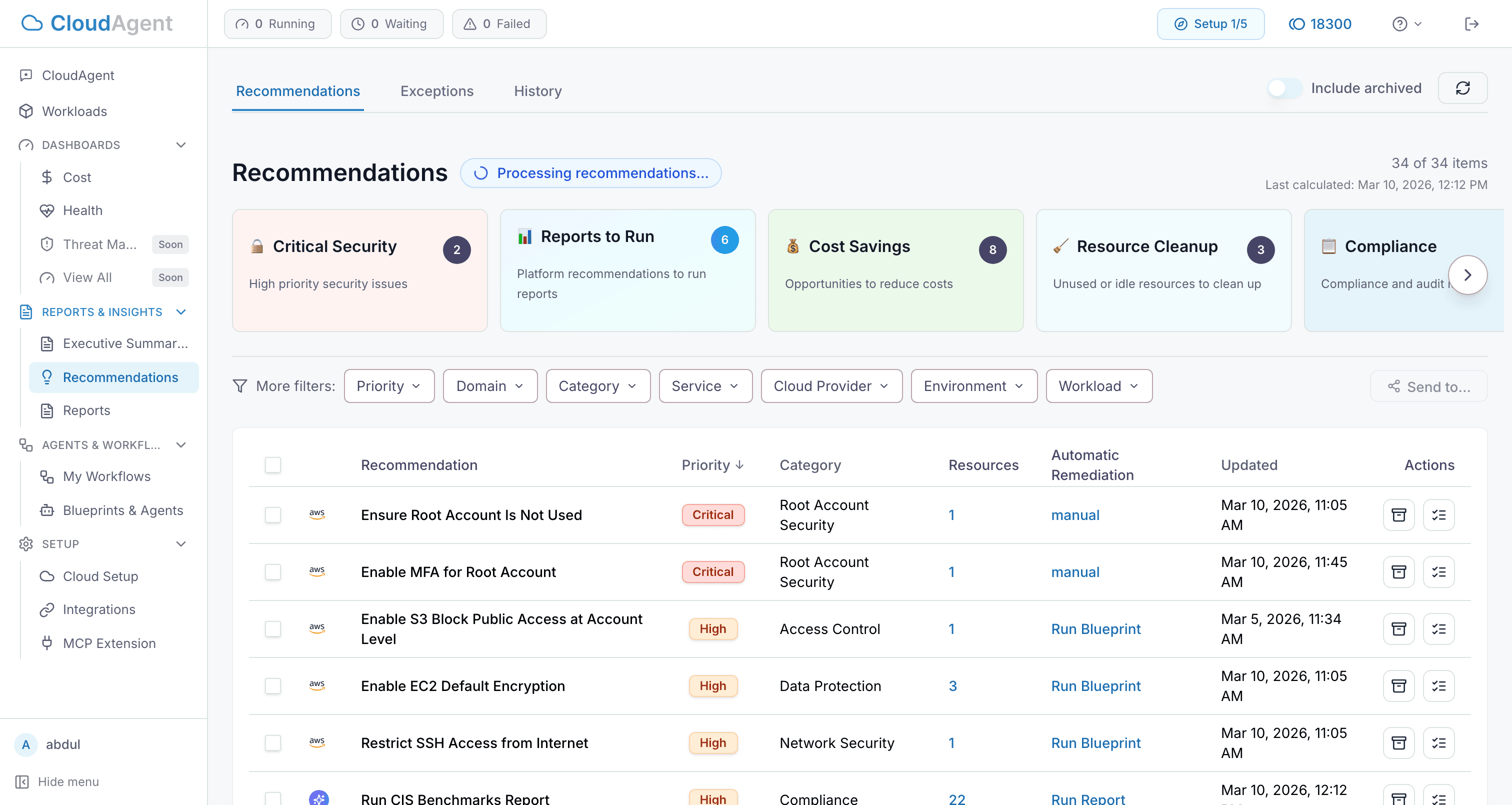Recommendations Page