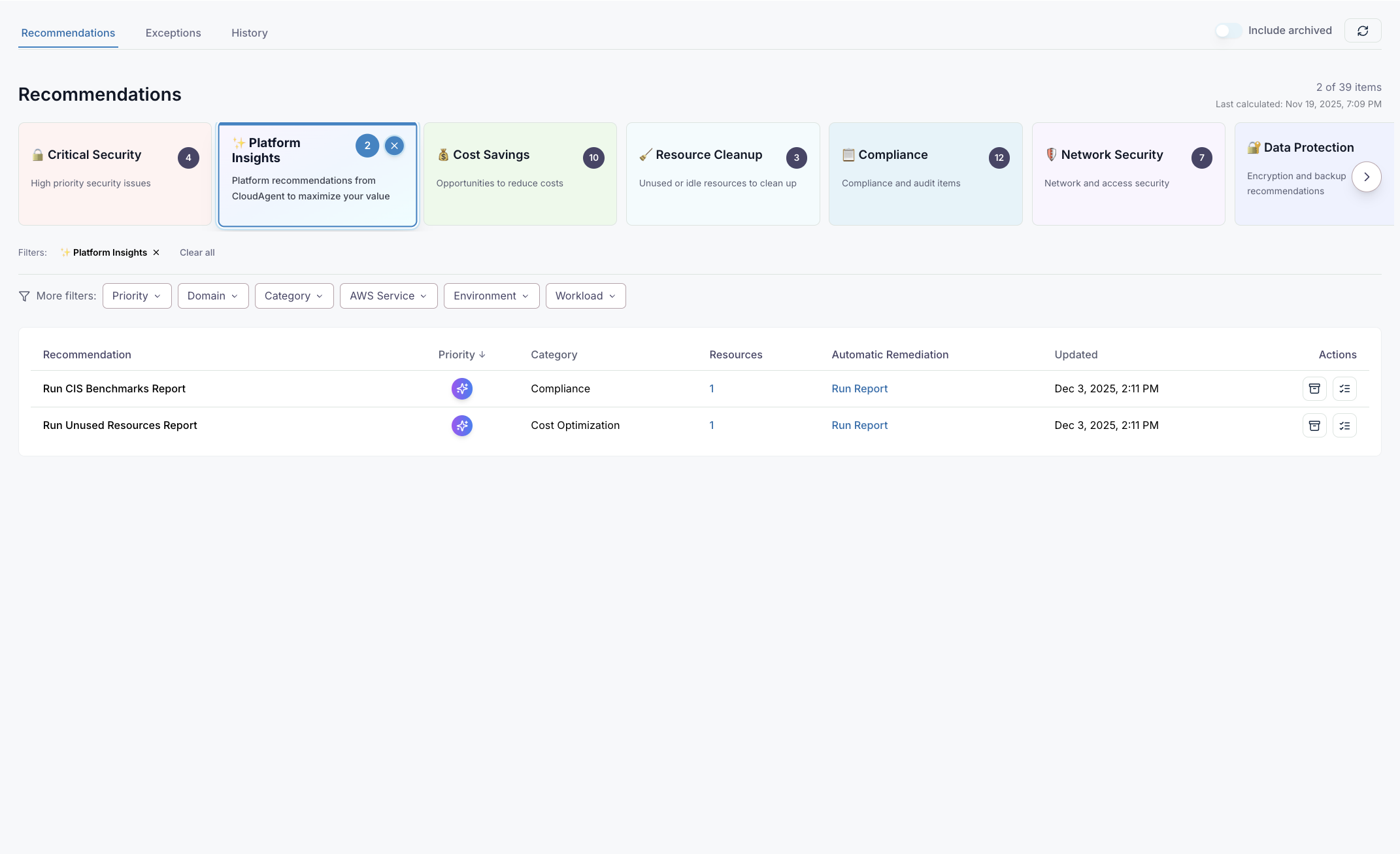 Platform Insights Recommendation